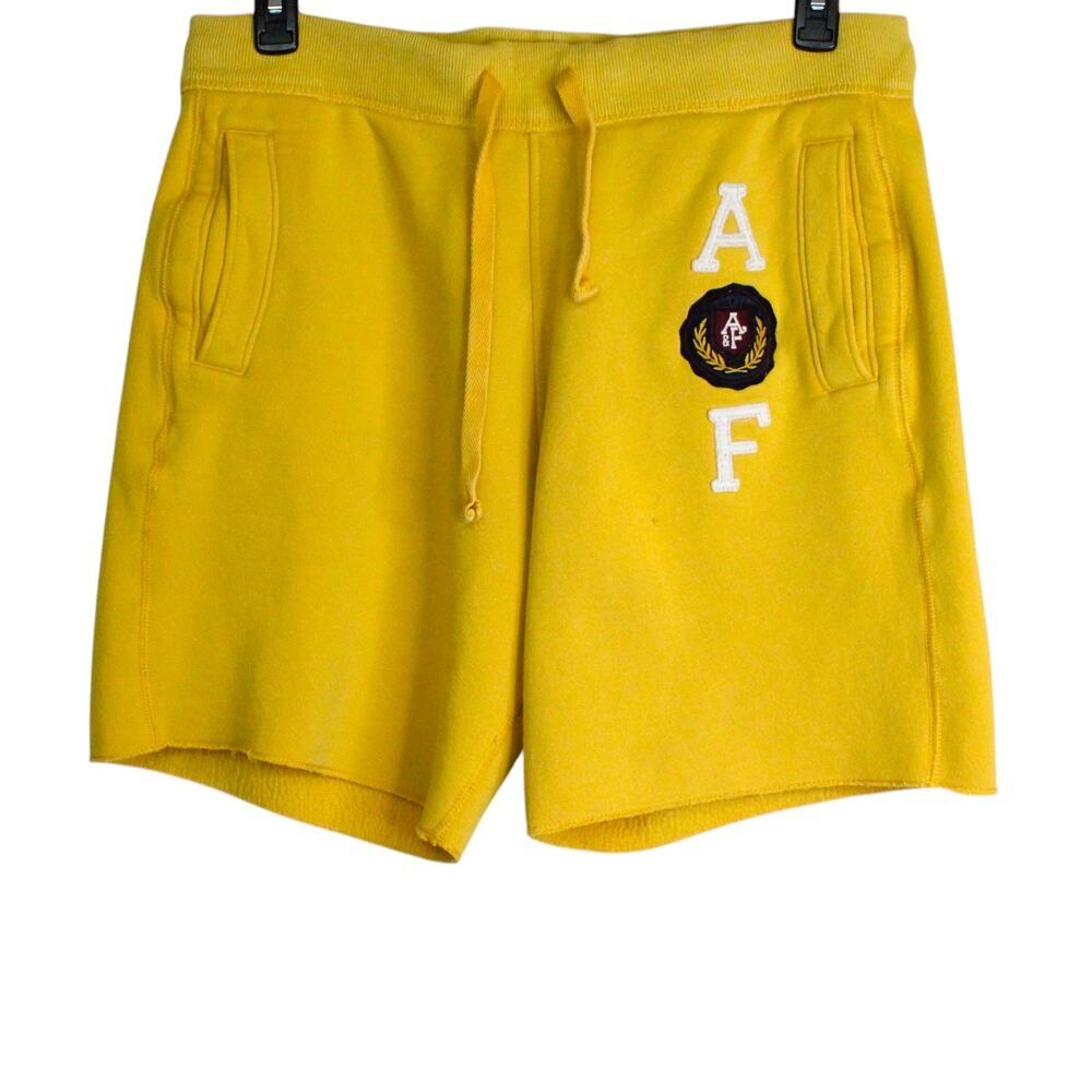 Abercrombie & Fitch Athletic Fleece Shorts Vintage Y2K Varsity Yellow Men's Lg.